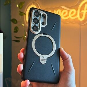 Black Phone Case with Ring Holder